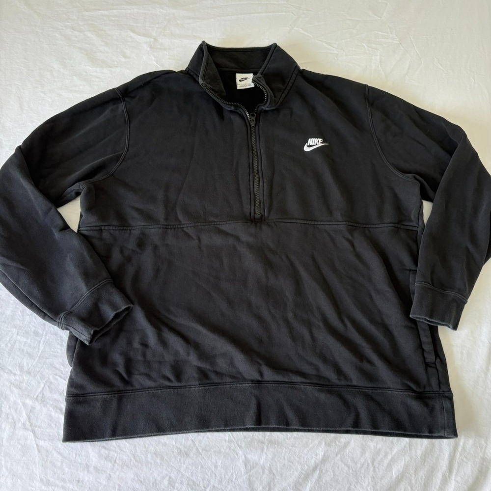 Nike‎ Sportswear Club Mens Black Brushed-Back Pockets 1/2-Zip Sweatshirt Size XL